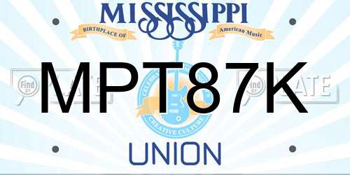 MPT87K Mississippi License Plate