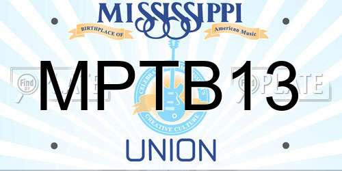 MPTB13 Mississippi License Plate
