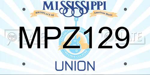 MPZ129 Mississippi License Plate