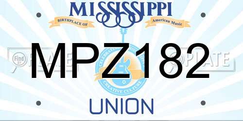 MPZ182 Mississippi License Plate