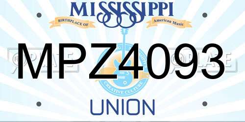 MPZ4093 Mississippi License Plate