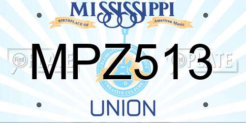 MPZ513 Mississippi License Plate