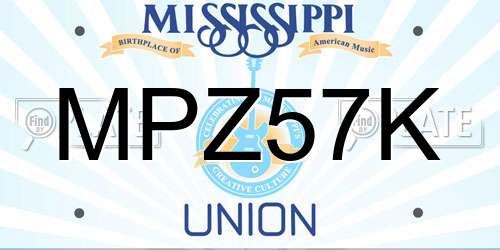 MPZ57K Mississippi License Plate