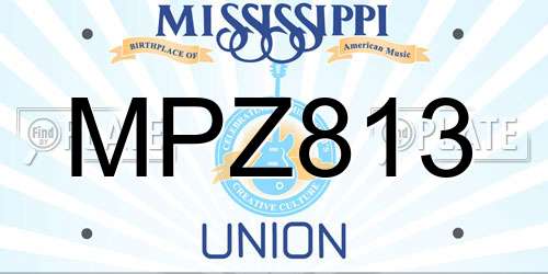 MPZ813 Mississippi License Plate
