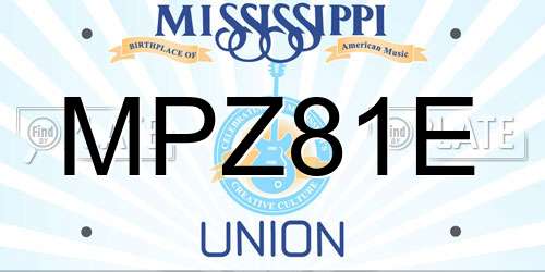 MPZ81E Mississippi License Plate