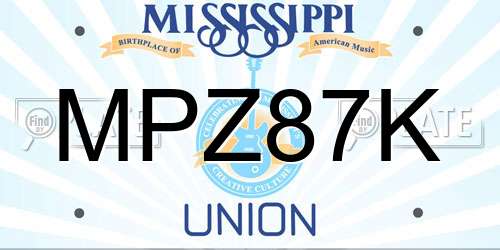 MPZ87K Mississippi License Plate
