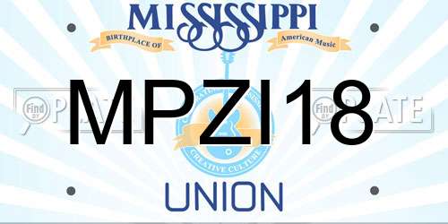 MPZI18 Mississippi License Plate