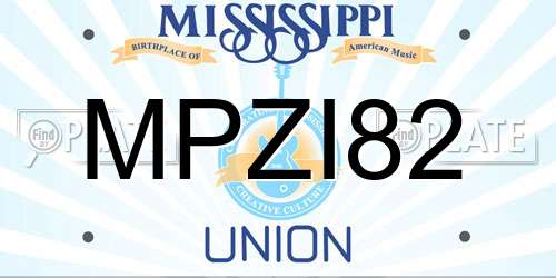 MPZI82 Mississippi License Plate