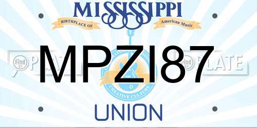 MPZI87 Mississippi License Plate