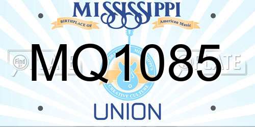 MQ1085 Mississippi License Plate