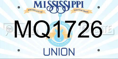 MQ1726 Mississippi License Plate