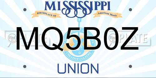 MQ5B0Z Mississippi License Plate