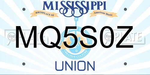 MQ5S0Z Mississippi License Plate