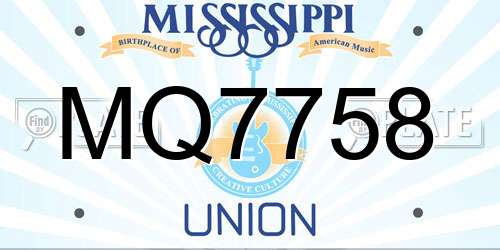 MQ7758 Mississippi License Plate