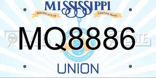 MQ8886 Mississippi License Plate