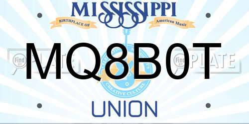 MQ8B0T Mississippi License Plate