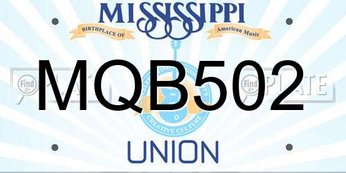 MQB502 Mississippi License Plate