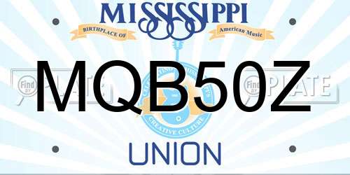 MQB50Z Mississippi License Plate