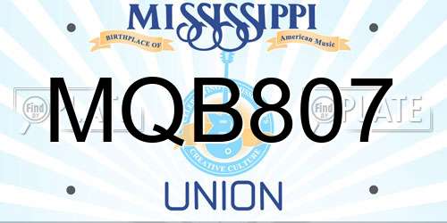 MQB807 Mississippi License Plate