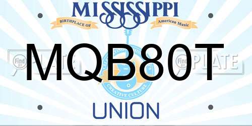 MQB80T Mississippi License Plate