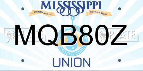 MQB80Z Mississippi License Plate