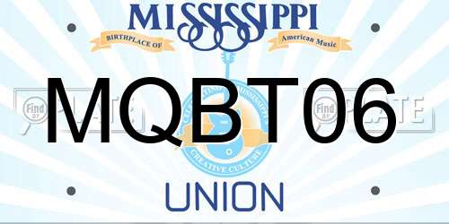 MQBT06 Mississippi License Plate