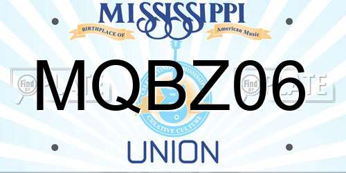 MQBZ06 Mississippi License Plate