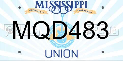 MQD483 Mississippi License Plate