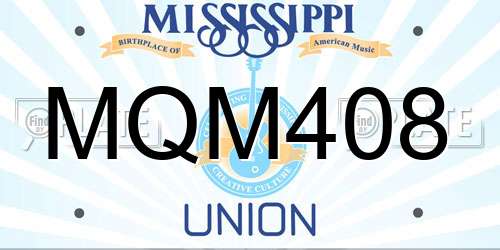 MQM408 Mississippi License Plate
