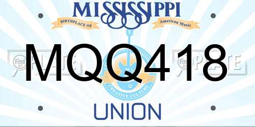 MQQ418 Mississippi License Plate