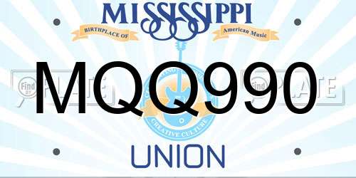 MQQ990 Mississippi License Plate