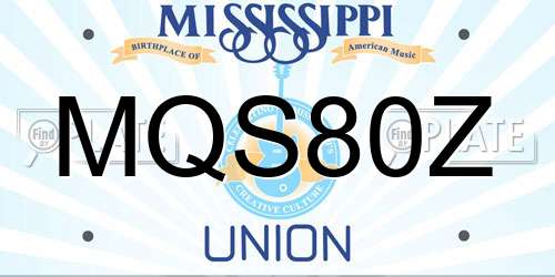 MQS80Z Mississippi License Plate
