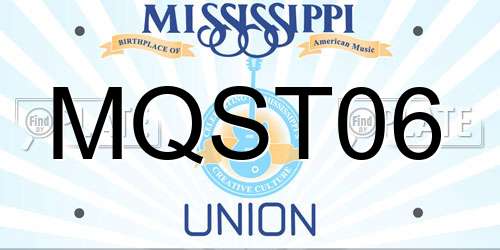 MQST06 Mississippi License Plate