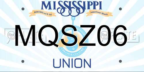 MQSZ06 Mississippi License Plate