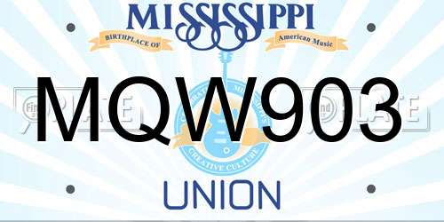 MQW903 Mississippi License Plate