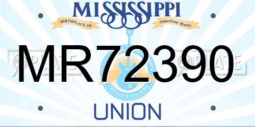 MR72390 Mississippi License Plate