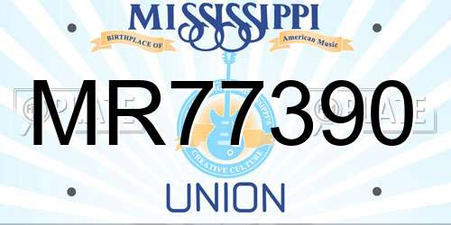 MR77390 Mississippi License Plate