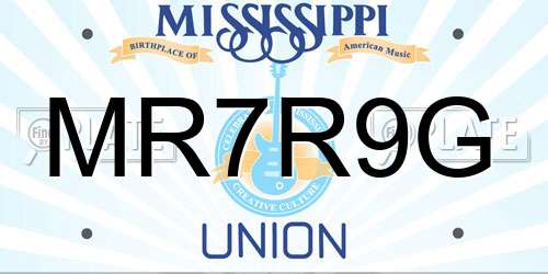 MR7R9G Mississippi License Plate