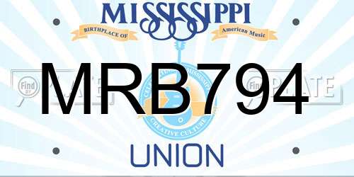 MRB794 Mississippi License Plate