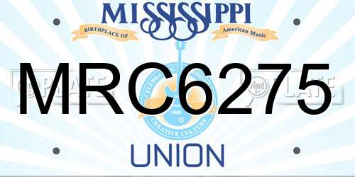 MRC6275 Mississippi License Plate