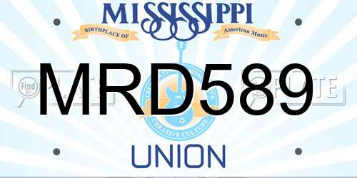 MRD589 Mississippi License Plate