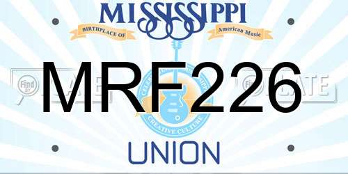 MRF226 Mississippi License Plate