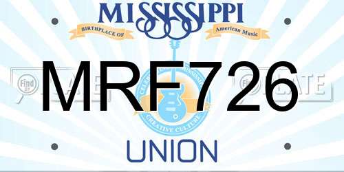 MRF726 Mississippi License Plate