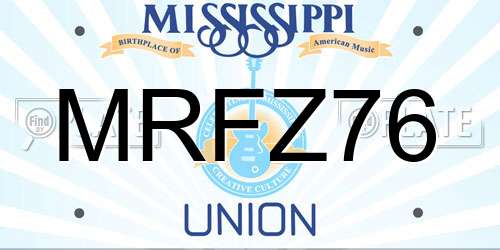 MRFZ76 Mississippi License Plate