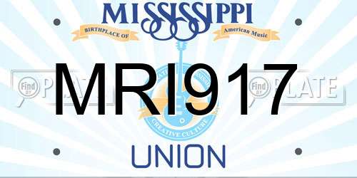 MRI917 Mississippi License Plate