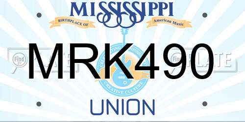 MRK490 Mississippi License Plate