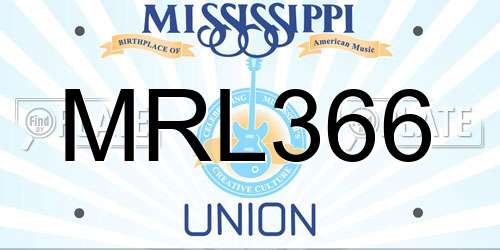 MRL366 Mississippi License Plate