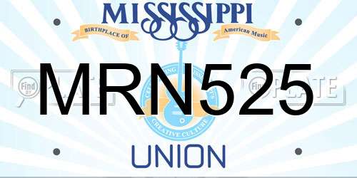 MRN525 Mississippi License Plate