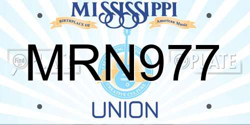 MRN977 Mississippi License Plate