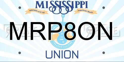 MRP8ON Mississippi License Plate